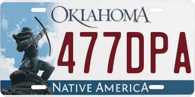 OK license plate 477DPA