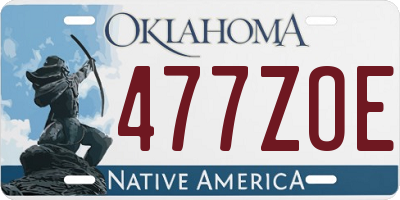 OK license plate 477ZOE
