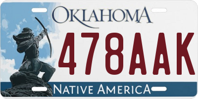 OK license plate 478AAK