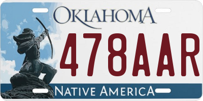 OK license plate 478AAR