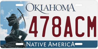 OK license plate 478ACM