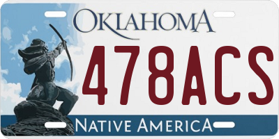 OK license plate 478ACS
