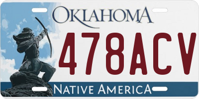 OK license plate 478ACV