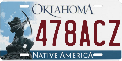 OK license plate 478ACZ
