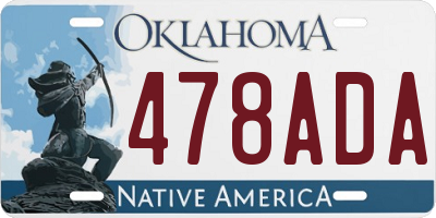 OK license plate 478ADA