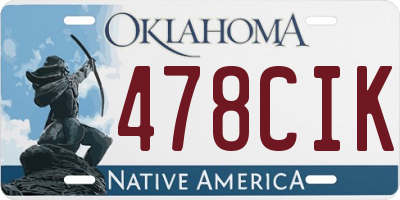 OK license plate 478CIK