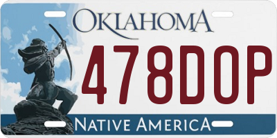OK license plate 478DOP