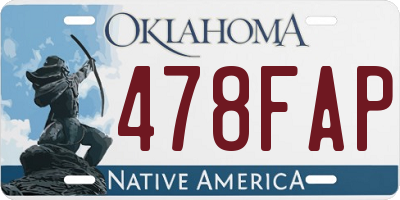 OK license plate 478FAP