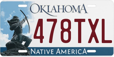 OK license plate 478TXL