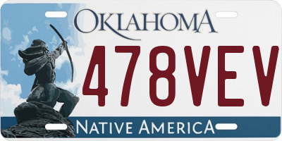 OK license plate 478VEV