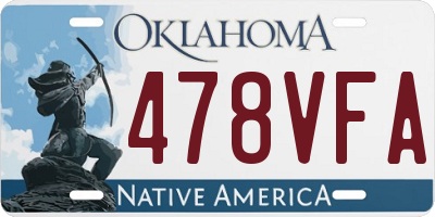 OK license plate 478VFA