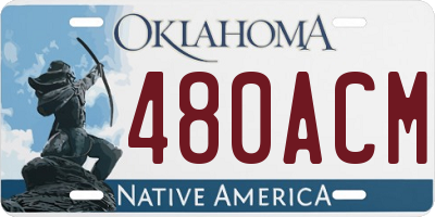 OK license plate 480ACM