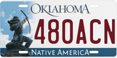 OK license plate 480ACN