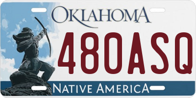 OK license plate 480ASQ