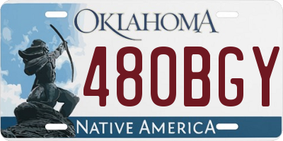 OK license plate 480BGY