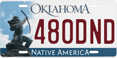 OK license plate 480DND