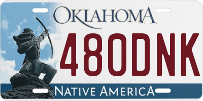 OK license plate 480DNK
