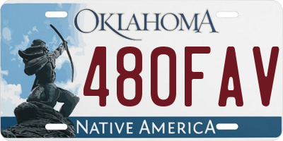 OK license plate 480FAV