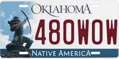 OK license plate 480WOW