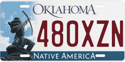 OK license plate 480XZN