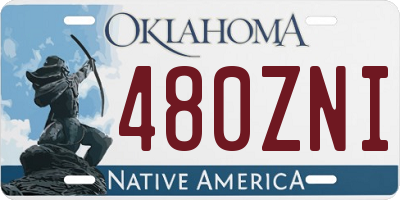 OK license plate 480ZNI