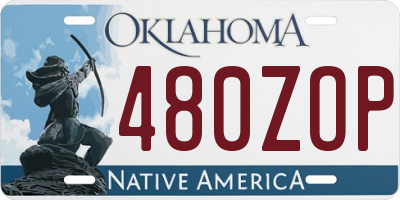 OK license plate 480ZOP