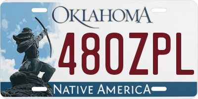 OK license plate 480ZPL