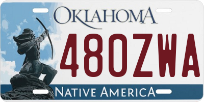 OK license plate 480ZWA