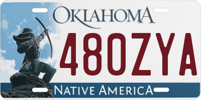 OK license plate 480ZYA
