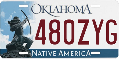 OK license plate 480ZYG