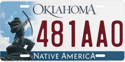 OK license plate 481AAO