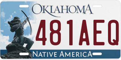 OK license plate 481AEQ