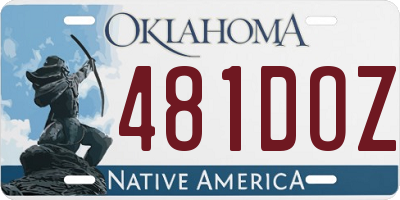 OK license plate 481DOZ