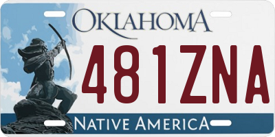 OK license plate 481ZNA