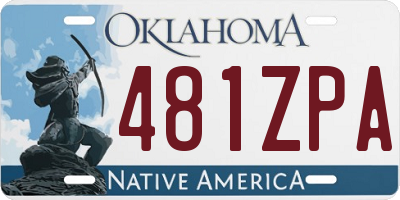 OK license plate 481ZPA