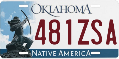 OK license plate 481ZSA
