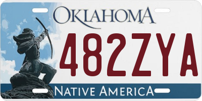 OK license plate 482ZYA