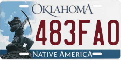 OK license plate 483FAO