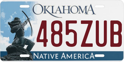 OK license plate 485ZUB