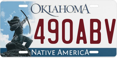 OK license plate 490ABV