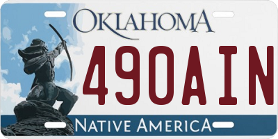 OK license plate 490AIN