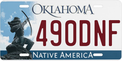 OK license plate 490DNF