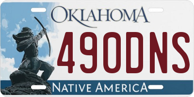 OK license plate 490DNS