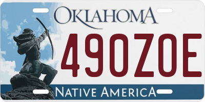 OK license plate 490ZOE