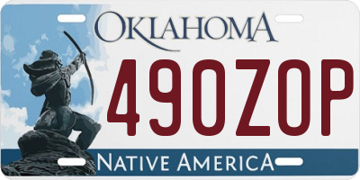 OK license plate 490ZOP