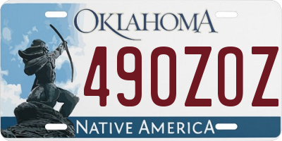 OK license plate 490ZOZ