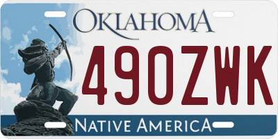 OK license plate 490ZWK