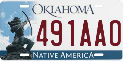 OK license plate 491AAO