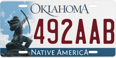 OK license plate 492AAB