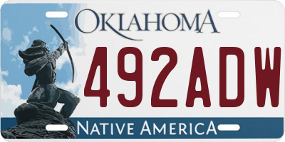 OK license plate 492ADW